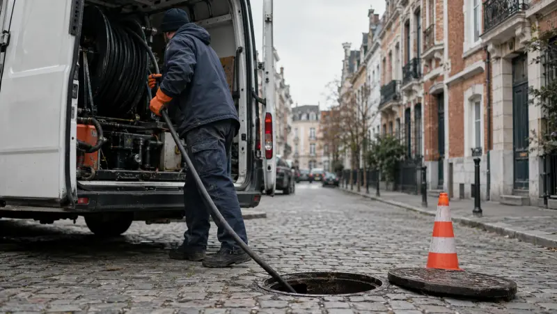 Débouchage de canalisation à la machine dans un appartement à Bruxelles